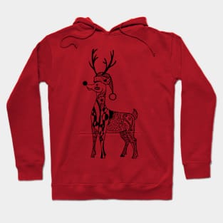 Reindeer with Christmas Hat Zentangle Hoodie